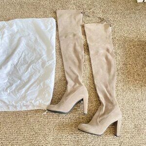 Stuart Weitzman Highland Suede Over-The-Knee Boot in Taupe Size 8 US M EUC